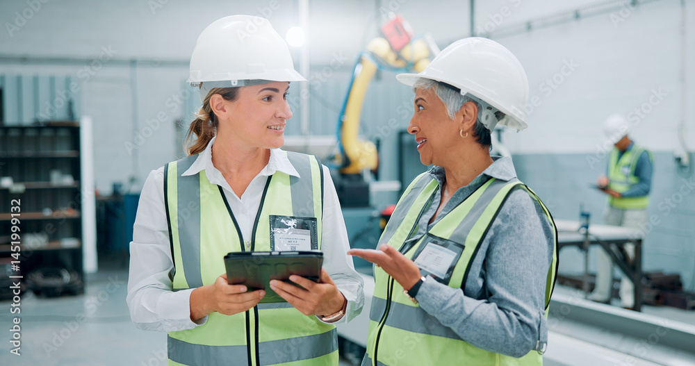 Poster people, robotics and discussion in lab, tablet and communication with machine learning. employees, e
