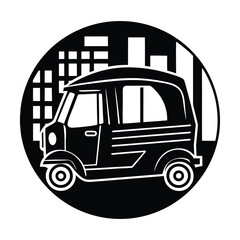 Auto Rickshaw In Mumbai Traffic Vibrant Vector Art