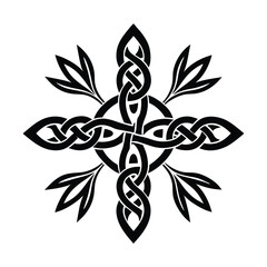 Celtic Knot Cross With Green Vines