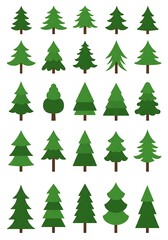 Obraz premium Evergreen Icons: A Collection of Simple Christmas Tree Illustrations AI Generated