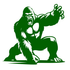 Fototapeta premium Aggressive Green Gorilla: Vector Illustration of a Powerful Ape