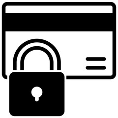 credit card lock vector glyph icon
