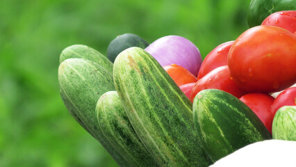 Fresh vegetables displayed in a village market