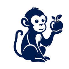 Obraz premium Adorable Monkey with Apple: A Charming Vector Illustration