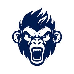 Fototapeta premium Aggressive Chimpanzee Head: Vector Illustration