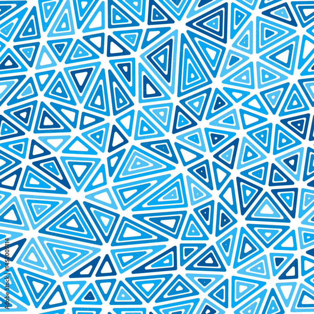 Poster geometric pattern. multiple repeated inner triangles. medium triangles size. monotone colored style.