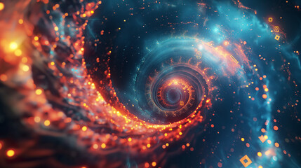 Obraz premium A spiral of light and dark colors with a blue background