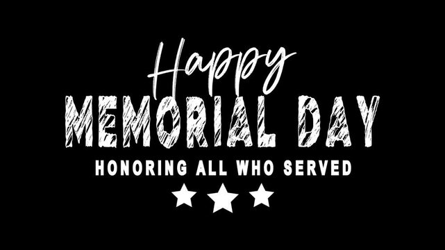 Happy Memorial Day honoring all who served with three stars. Suitable for social media posts, blog banners, or memorial day promotions.