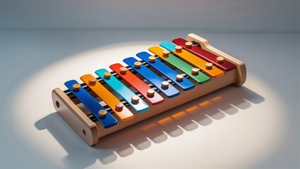 Naklejka premium Photorealistic image of a musical xylophone toy isolated on white