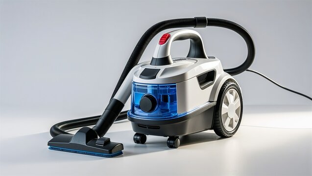 Photorealistic image of a mini tabletop vacuum on a white background