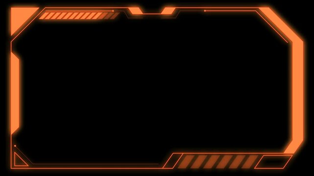 Futuristic neon HUD composite frame. Heads up display for technology, business and gaming, orange