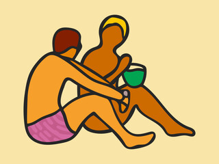 Couple relaxing on a beach