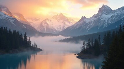 Dawn's Embrace: Majestic Mountain Morn