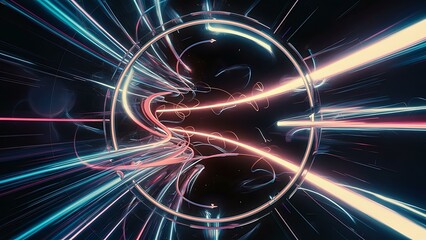 Flat geometric round shapes and dynamic lines abstract background vector illustration for placards brochures posters and banners