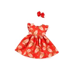red floral design baby dress isolated on white