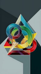 Vector multicolored geometric shapes simple dark backdrop