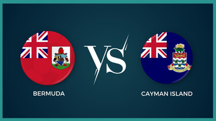 bermuda vs cayman island  flag in circle for concacaf champions cup sports banner. vector illustrator