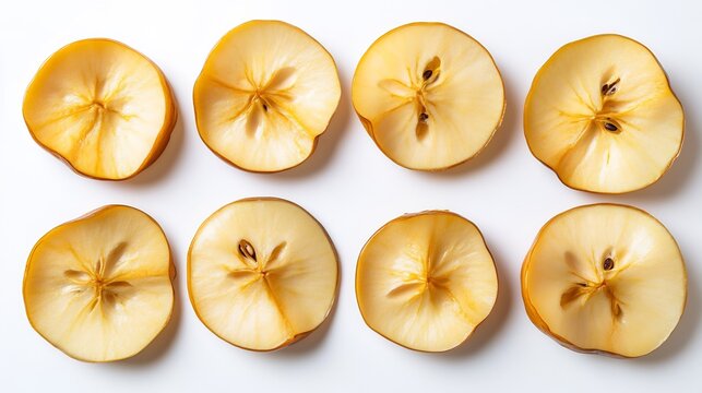 Top down view of shiny wax apples cut and whole on a white background juicy tropical fruit seen in Asian American communities and USA exotic markets cut out on isolated transparent removed background