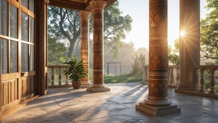 Photorealistic image of a boho exterior column