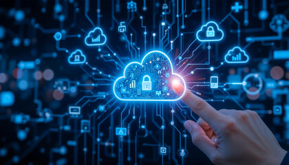 Futuristic Cloud Services and Data Connectivity Concept