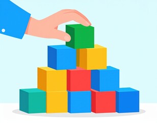 Hand Building Colorful Block Pyramid