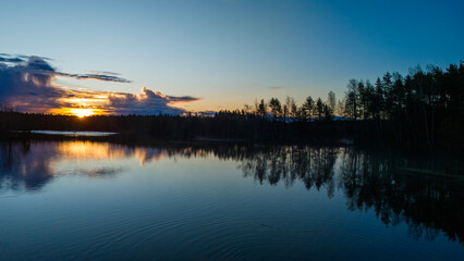 Misty Spring Morning on a Finnish Lake