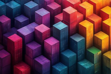 Obraz premium Abstract Geometric Landscape Of Textured Colorful Cubes Artistic Render