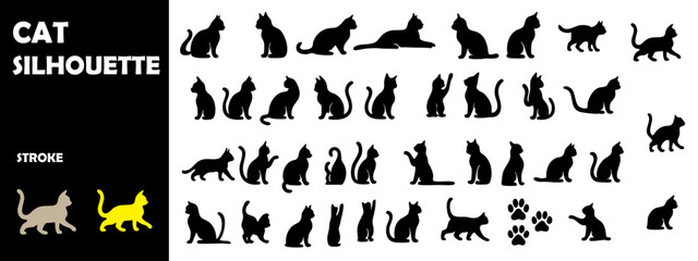 Cat Silhouette Set – Various Poses and Positions in Vector Format
