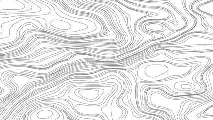 Abstract black and white topographic contours lines of mountains. vector illustration. Topography map art curve drawing. 
