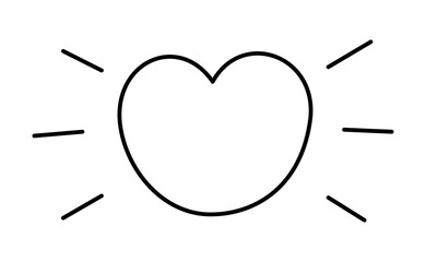 まるいハート　ぴかぴか線付き