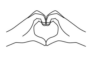 手で作るハートの線画1