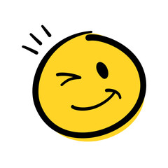 Hand Drawn Doodle Emoticon Face. Vector Illustration