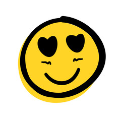 Hand Drawn Doodle Emoticon Face. Vector Illustration