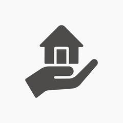 Hand holding house icon for real estate. owner real estate icon - From property, commercial house 