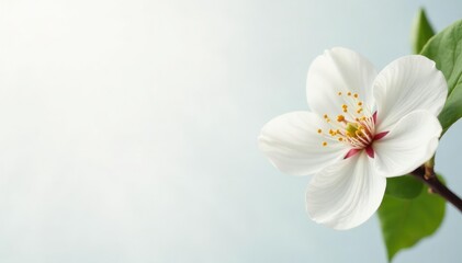 Obraz premium Delicate white blossom against pure white, soft focus , blossom, closeup