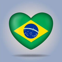 Brazil flag heart button Isolated on color gradient background. Exclusive Icon flag