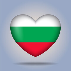 Bulgaria flag heart button Isolated on color gradient background. Exclusive Icon flag