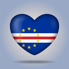 Cape Verde flag heart button Isolated on color gradient background. Exclusive Icon flag