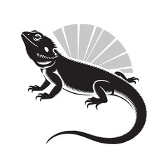Minimalistic Bearded Dragon Line Art Silhouette Vector Illustration