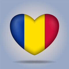 Chad flag heart button Isolated on color gradient background. Exclusive Icon flag
