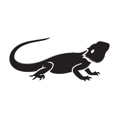 Minimalistic Bearded Dragon Line Art Silhouette Vector Illustration