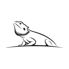 Minimalistic Bearded Dragon Line Art Silhouette Vector Illustration