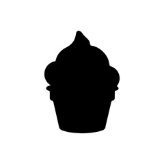 Cupcake silhouette icon vector flat design.