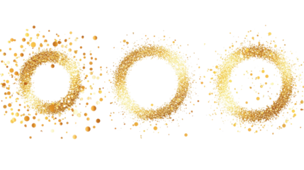 "Collection of Golden Circular Sparkles Isolated on White Background for Festive, Luxury, and Celebration Design Concepts"