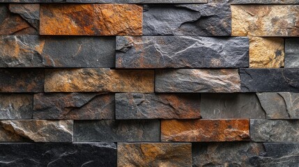 Reclaimed stone veneer wall with varying shades of dark and reddish-brown tones.