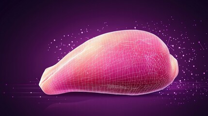 3D rendering of a human liver with a vibrant purple background, showcasing scientific visualization