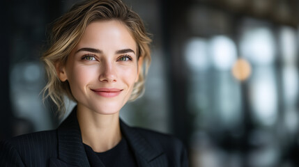 Confident business professional smiling, portrait in suit. Success and professionalism in the modern workplace.