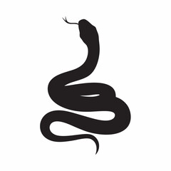 Fototapeta premium Striking Cobra Silhouette Elegant Black Snake Shape in Minimalist Design on White Background