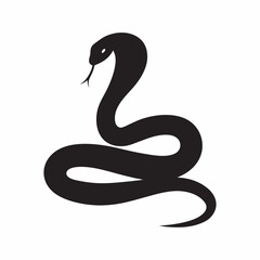 Striking Cobra Silhouette Elegant Black Snake Shape Against White Background Minimalist Vector Art Design