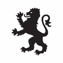Majestic lion silhouette a powerful heraldic emblem in black against a white background Bold shapes and strong outlines